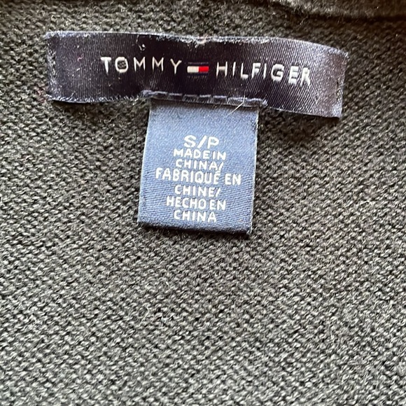 Tommy Hilfiger black logo cardigan zip up cable knit stretchy - Picture 5 of 10